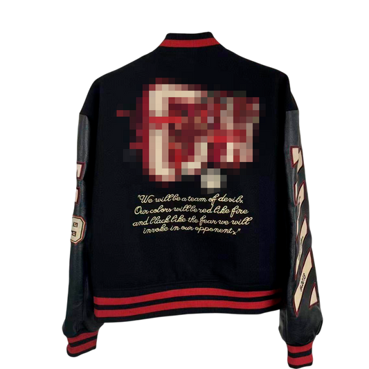 Chaqueta varsity negra estilo fútbol OFW